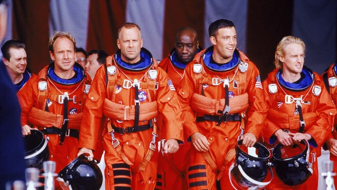 Steve Buscemi, from left, Will Patton, Bruce Willis, Michael Duncan, Affleck and Owen Wilson are seen in " Armageddon.
