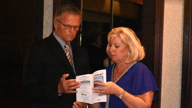 Outgoing president Alex Parker and chamber executive director Dianna Dohm get their stories straight. The Marco Island Area Chamber of Commerce held its installation of the 2018 slate of officers and directors, and graduation ceremony for the Leadership Marco class of 2017, Saturday evening at the Marco Island Yacht Club.
