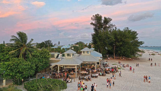 Sandbar places diners right on the beach of Anna Maria Island overlooking the Gulf of Mexico and Tampa Bay.
