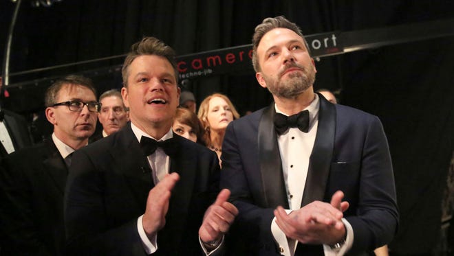 He appears backstage with Matt Damon at the Oscars on Feb. 26, 2017.