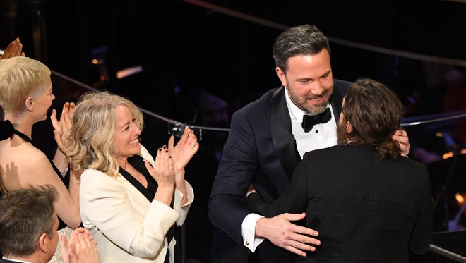 Brotherly love! The " Gone Girl " star congratulates his younger brother Casey, who accepted the Oscar for best actor for ‘ ' Manchester by the Sea ’ ' during the 89th annual Academy Awards on Feb. 26, 2017.