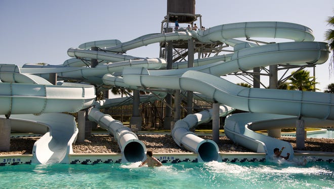 Water slides at the Sun-N-Fun Lagoon are pictured.