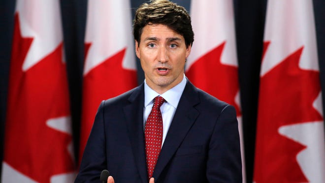 Canadian Prime Minister Justin Trudeau discusses U.S.-imposed at a news conference in Ottawa, on May 31, 2018.