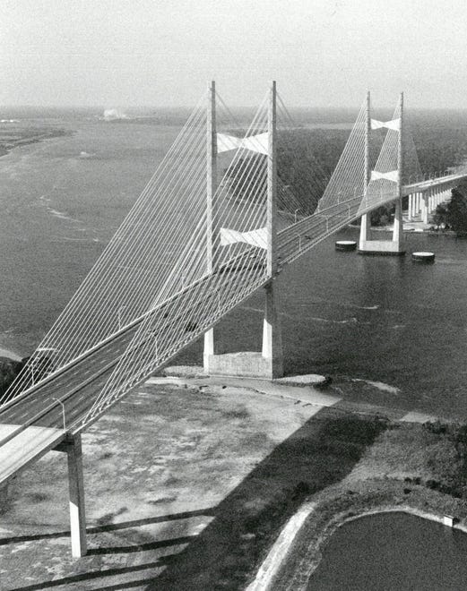 Dec. 13, 1989: The Dames Point Bridge is shown in an aerial photo. [Times-Union archives]