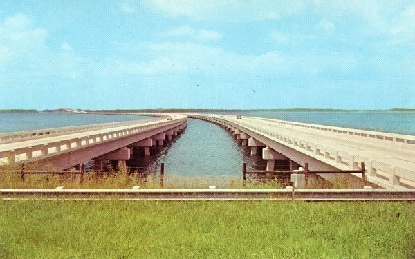 Buckman Bridge (1970s): Henry Holland Buckman Bridge in Jacksonville. State archives note: " This 3.1 mile structure is a link in Interstate 295 around the western edge of Jacksonville, and connects Mandarin with Orange Park across the St. Johns River. "