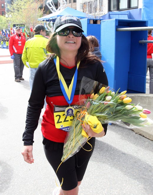 Actress Valerie Bertinelli is seen after participating in the 114th running of the Boston Marathon on Monday, April 19, 2010.