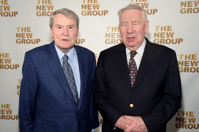 Robert MacNeil (right), the founding anchor of the evening program now known as "PBS NewsHour," has died at 93 . He and co-anchor Jim Lehrer (left, pictured here in 2016) delivered the day's news together on "The MacNeil/Lehrer NewsHour" for nearly two decades.