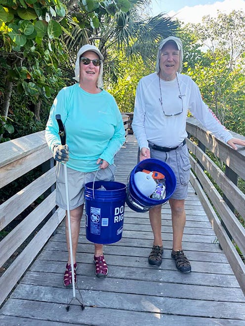 Nancy and Fred Adams filled their buckets.