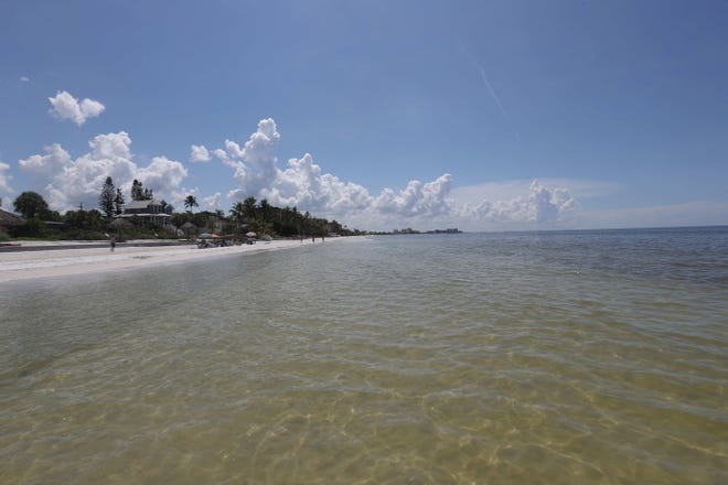 The beach area at Newton Park on Fort Myers Beach was clear of dead fish on Wednesday 8/22/2018 morning.  A red tide bloom in the waters off of the coast  Southwest Florida is killing and affecting marine life. Fluctuations in water quality and beach conditions can change on a daily to almost an hourly basis. Fluctuations in water quality and beach conditions can change on a daily to almost an hourly basis.