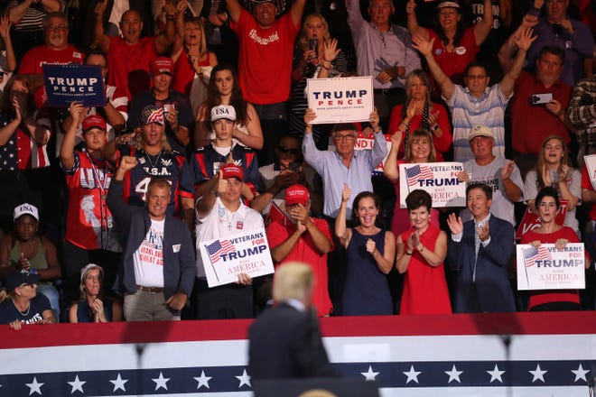 President Donald Trump spoke to a packed house during a Make America Great Again rally at Hertz Arena in Estero, Florida on Wednesday 10/31/2018. Republican gubernatorial candidate Ron DeSantis and Governor and U.S. Senator candidate Rick Scott joined him on stage.