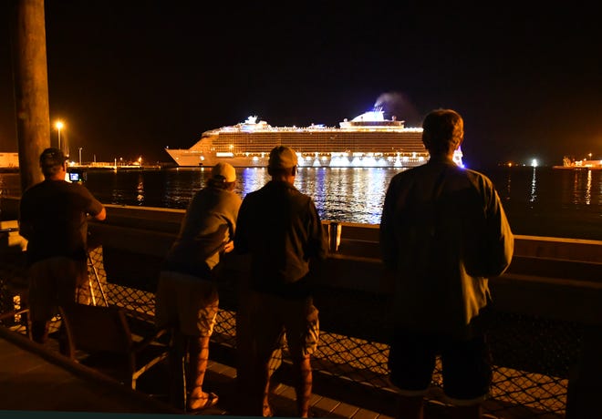 Despite the early hour, a small audience of photographers and cruise fans were waiting for Symphony of the Seas when it arrived at Port Canaveral, Florida on Nov. 8, 2018.
