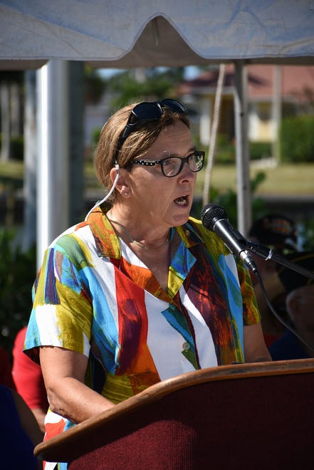 City Councilor and retired Army Col. Charlette Roman speaks on "Women in the Military." Marco Island honored veterans, in particular female veterans, in Veterans Community Park for Veterans Day, at 11 a.m. Monday, Nov. 12.