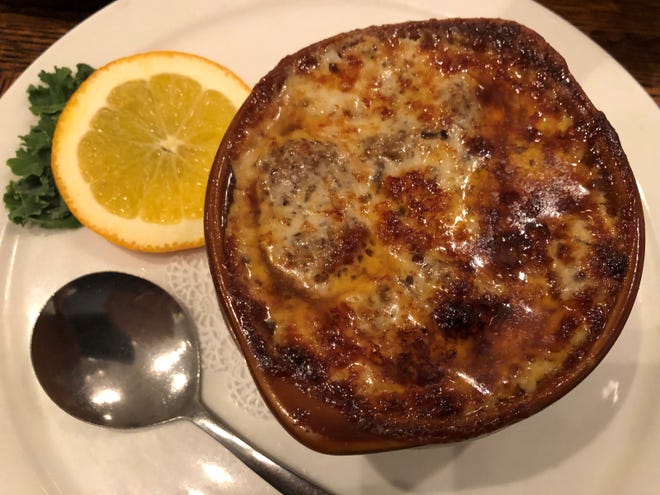 Baked French onion soup from Kretch's, Marco Island.