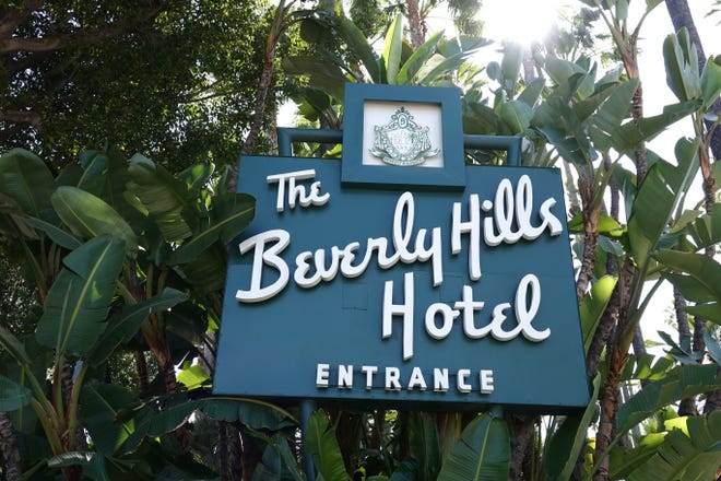 The entrance to the historic Beverly Hills Hotel.