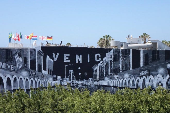 The Venice Beach mural, as seen from the rooftop of Whisper.com.