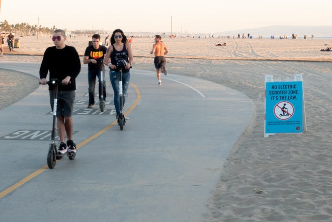 Electric scooter riders not obeying the law in Santa Monica.