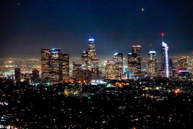 Downtown Los Angeles, after dark.