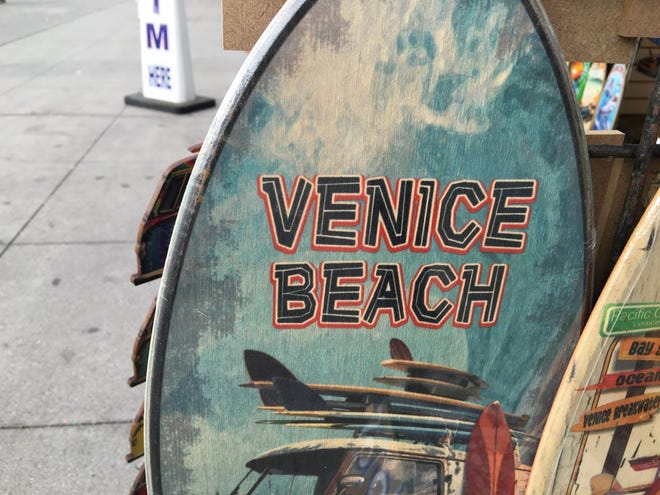 A painted Venice Beach surfboard.