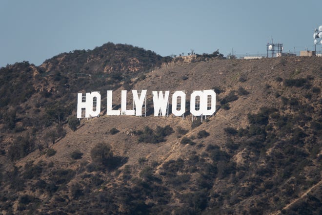 The Hollywood sign, as seen from Griffith Park.