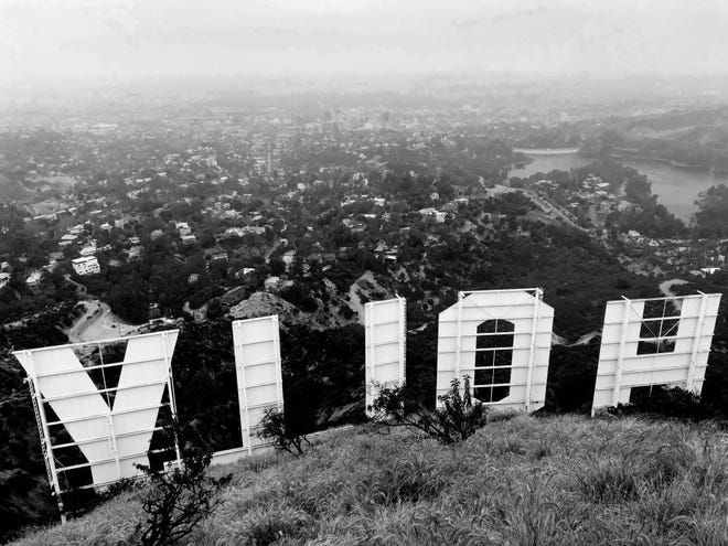 The back of the Hollywood sign, viewable from a Griffith Park hike.