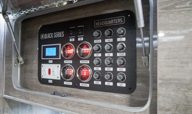The electronic controls for this RV make it easy to add solar power.