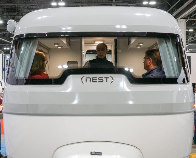 The iconic Airstream RV gets a modern update with the Nest, which is made from fiberglass instead of aluminum.
