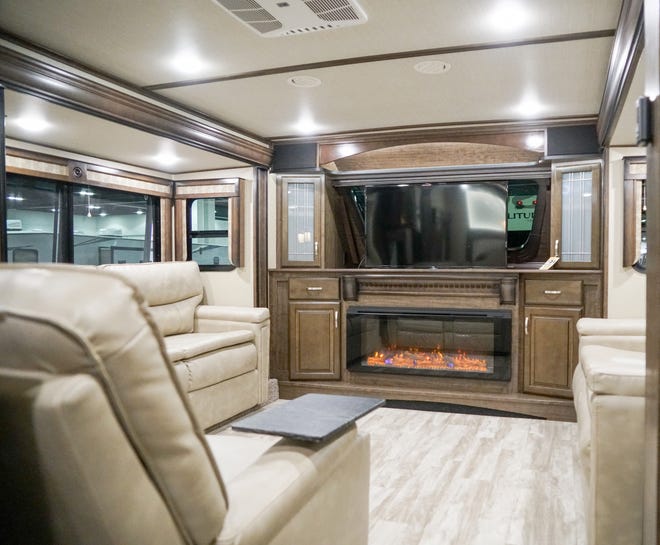 This RV's living room looks like it's been transplanted from a house.