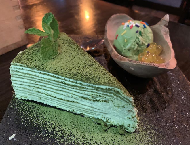 Green tea crepe cake from Zen Asian BBQ, Naples.