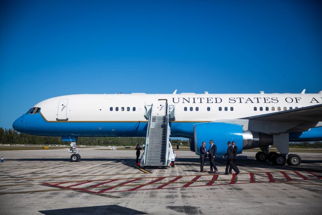 Air Force Two lands at Naples Airport on Thursday, March 28, 2019.