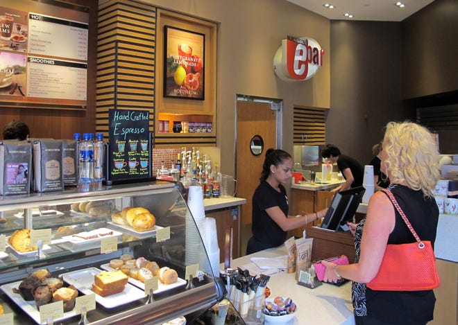 The Nordstrom Ebar artisan coffee shop is open daily near the main entrance of the luxury department store on the northwest corner of Waterside Shops in Naples.