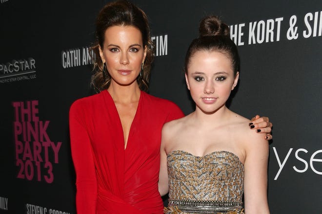 Acress Kate Beckinsale with her daughter, Lily Mo Sheen, in 2013. The duo had an interesting text exchange which mom shared on social media.