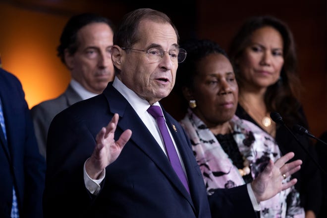 Chairman of the House Judiciary Committee Jerry Nadler, D-N.Y., holds a news conference with fellow members of the House Judiciary Committee on Friday, July 26. Nadler spoke on the strategy of Democrats following the testimony this week of former special counsel Robert Mueller. The House Judiciary Committee announced it is petitioning a federal judge to release Mueller's grand jury evidence.