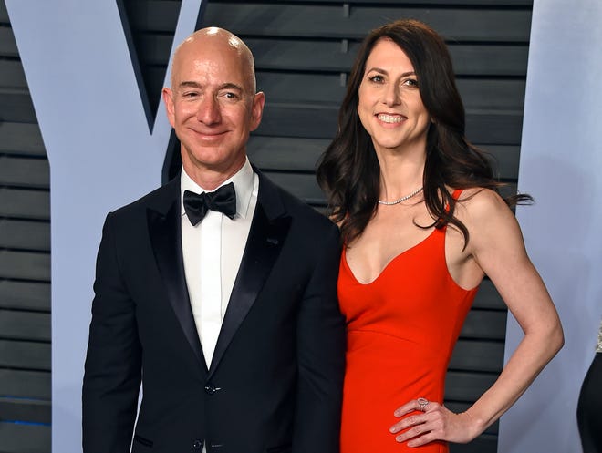 Amazon founder Jeff Bezos announced on Twitter he and MacKenzie, his wife since 1993, were splitting Jan. 9, 2019.
