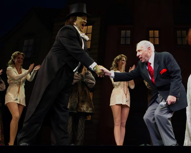 Shuler Hensley, as The Monster, and producer/writer/composer Mel Brooks at a performance of Broadway-bound "Young Frankenstein" in Seattle on  Aug. 23, 2007. ABC plans a live musical based on it.