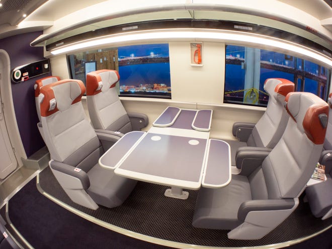 Acela's new first-class cars feature larger seats with more leg room.