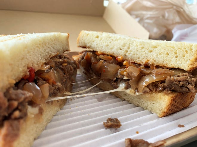 The spicy cheesesteak sandwich from Wawa, South Naples.