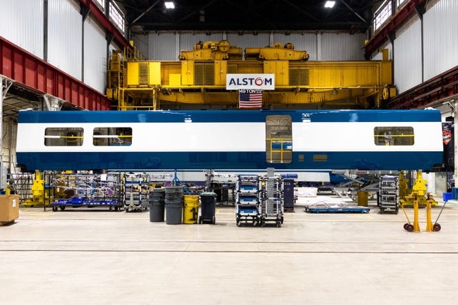 Amtrak's new high-speed Acela trainsets  are under construction at Alstom’s Hornell, New York, facility.