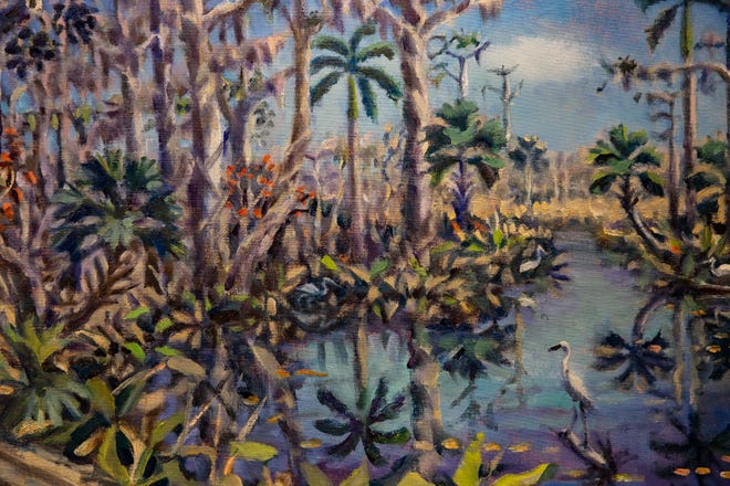 "Boardwalk Reflections" by Paul Arsenault is one of 5 pieces to be auctioned during the "Five Faces of Fakahatchee" gala, Wednesday, Jan. 16, 2020, at the Arsenault Studio & Banyan Arts Gallery in Naples. Proceeds from the auction will help benefit the Fakahatchee Boardwalk Expansion Project.