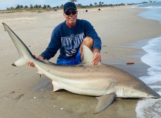 Zane Coker of West Palm Beach caught and released this blacktip shark Feb. 9, 2020 at Tiger Shores Beach on Hutchinson Island in Martin County.