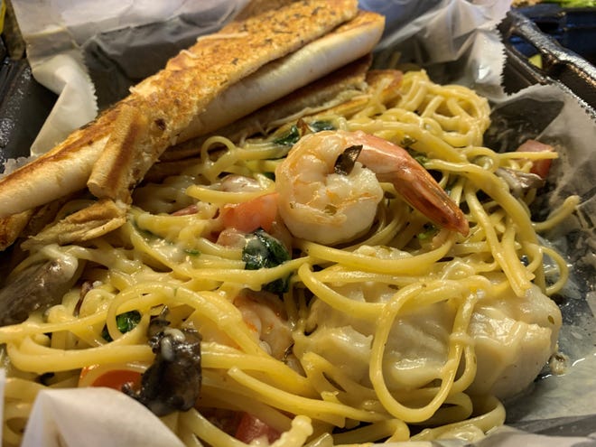 The shrimp and scallop pasta from The Island Gypsy, Isles of Capri.