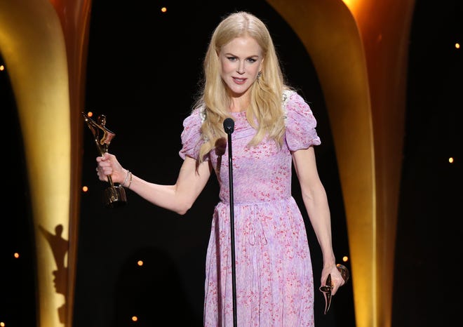 Nicole Kidman accepts the AACTA Award for Best Supporting Actress for " Lion " and the AACTA Award for Best Guest or Supporting Actress in a TV Drama for " Top of the Lake: China Girl " at the 7th AACTA International Awards in 2018.