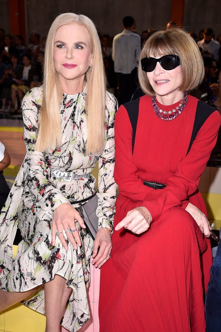 Nicole Kidman and Anna Wintour attend Prada Spring/Summer 2020 Womenswear Fashion Show on September 18, 2019 in Milan, Italy.
