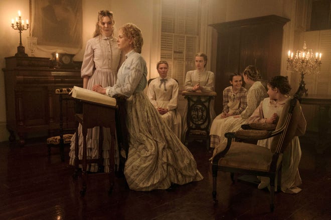 Elle Fanning, Nicole Kidman, Kirsten Dunst, Angourie Rice, Oona Laurence, Emma Howard and Addison Riecke are sequestered in a girls ' school in " The Beguiled.
