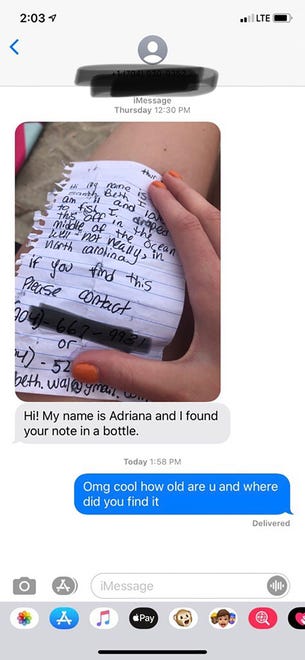 The next link in the chain - Sarah-Beth Walters sent her own message that was found by a 16-year old girl who then texted her. Two young girls from 1,000 miles apart were connected when a message in bottle sent by one was found by the other, prompting communication and dreams.