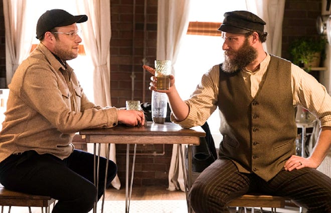 Seth Rogen stars as both young Ben Greenbaum (left) and pickled American immigrant Herschel Greenbaum in " An American Pickle, " shooting both sides of the conversation months apart. " We essentially shot the whole twice, " says Rogen. " It was unique in that way.