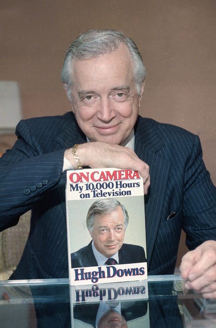 Hugh Downs poses with his book on Dec. 9, 1986 in Los Angeles.