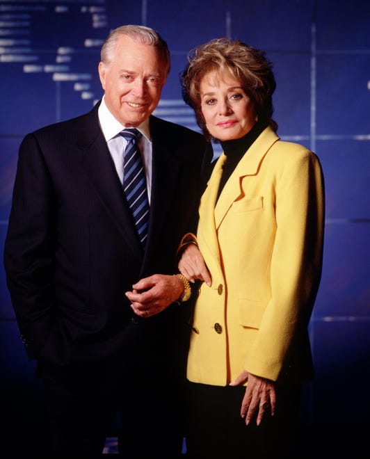 Hugh Downs and Barbara Walters, seen here in 1997, were the co-hosts of ABC's Emmy Award-winning news magazine show "20/20." Downs was on the show from 1978 through 1999.
