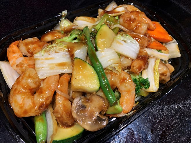 Shrimp with fresh vegetable from Let’s Eat Asian Fusion, South Naples.