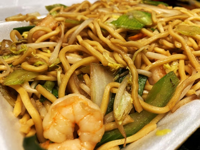 Shrimp lo mein noodle from Let's Eat Asian Fusion, South Naples.
