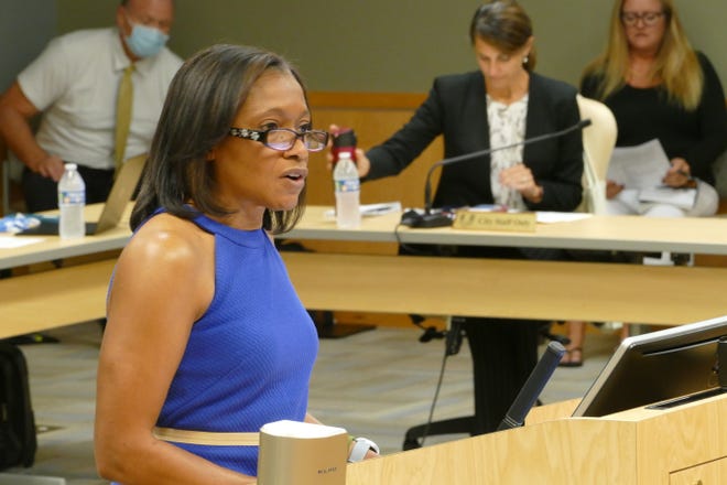 Michelle Arnold, director of the Collier County's Public Transit and Neighborhood Enhancement division, speaks during a Marco Island City Council meeting on Aug. 17, 2020.